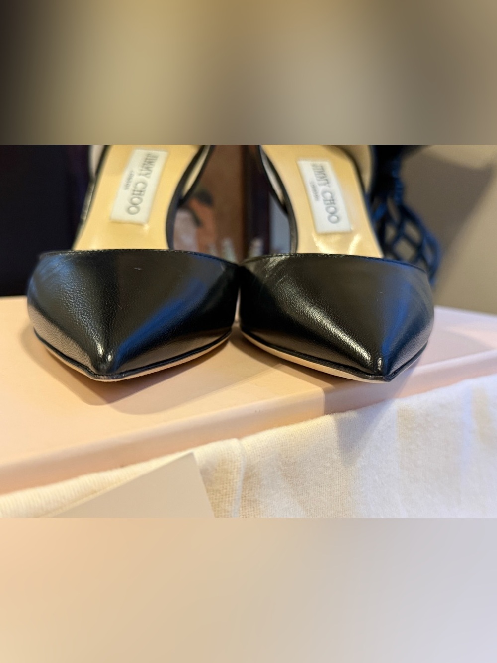 🌸Jimmy Choo Addison Black Leather D'Orsay Pointed-Toe Stiletto Heels🌸 - Picture 7 of 15